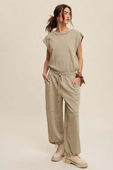 Athleisure French Terry Loose Jogger Jumpsuit, Listicle, $ 75.00