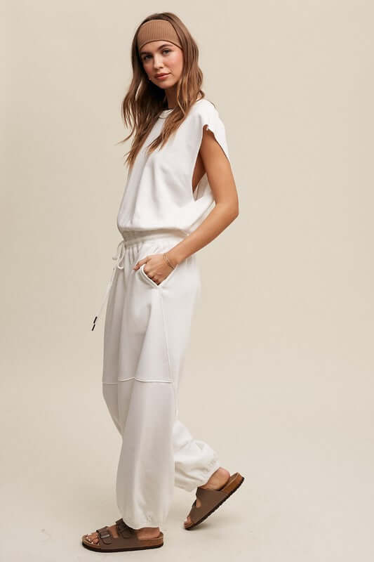 Athleisure French Terry Loose Jogger Jumpsuit, Listicle, $ 75.00