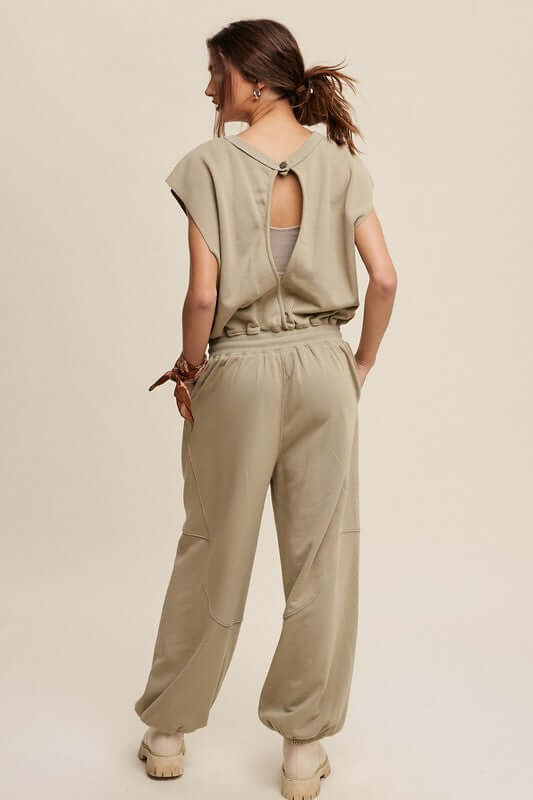 Athleisure French Terry Loose Jogger Jumpsuit, Listicle, $ 75.00