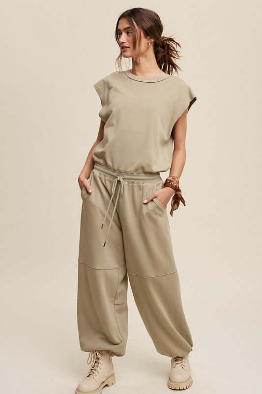 Athleisure French Terry Loose Jogger Jumpsuit, Listicle, $ 75.00