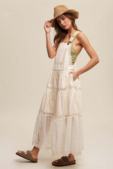 Laced and Tiered Romantic Overall Maxi Dress, Listicle, A Moment Of Now