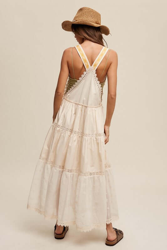 Laced and Tiered Romantic Overall Maxi Dress, Listicle, $ 75.00