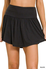 Wide Band Tennis Skirt with Zippered Back Pocket
