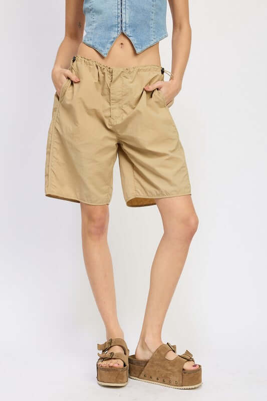 Contrasted Bermuda Loose Fit Shorts