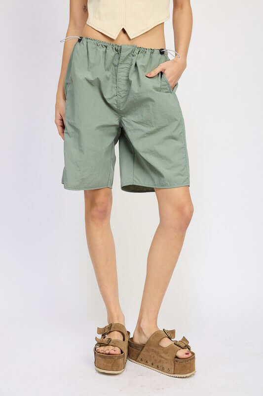 Contrasted Bermuda Loose Fit Shorts