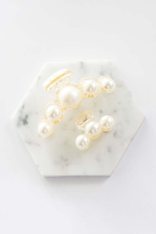 Women's Ivory Pearl Hair Claw Clip Set Of 2 | USA Boutique Online, Aili's Corner, $ 26.95