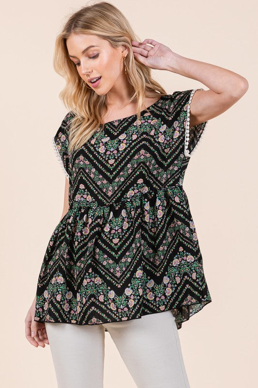 Shop Women's Pom Pom Lace Detailed Tunic Top | USA Boutique Clothing, Tunics, USA Boutique