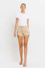 Causal Khaki High Rise Cargo Shorts