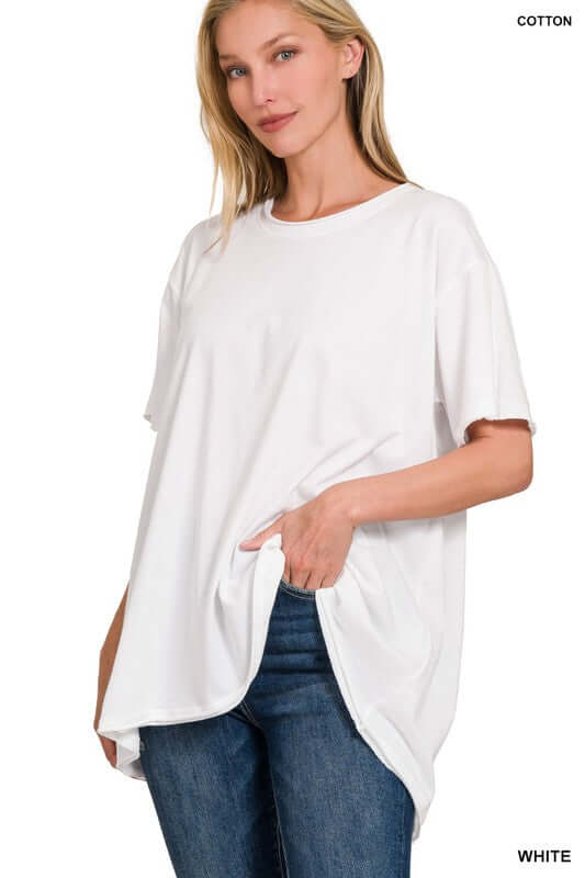 Cotton Drop Shoulder Oversized Top, ZENANA, $ 25.95