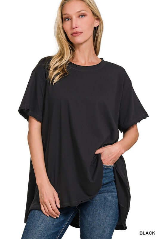 Cotton Drop Shoulder Oversized Top, ZENANA, $ 25.95