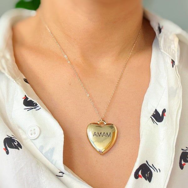 Mama Engraved Heart Pendant Necklace