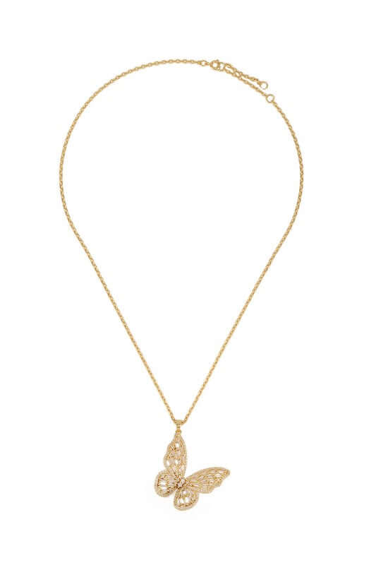 Gold Dipped Rhinestone Butterfly Pendant Necklace, Necklaces, $ 56.95, A Moment Of Now™