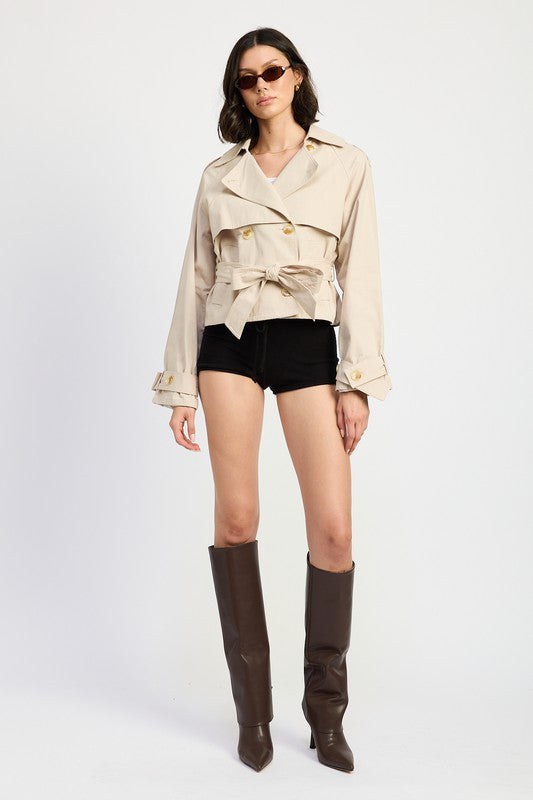 Taupe Layered Trench Style Jacket