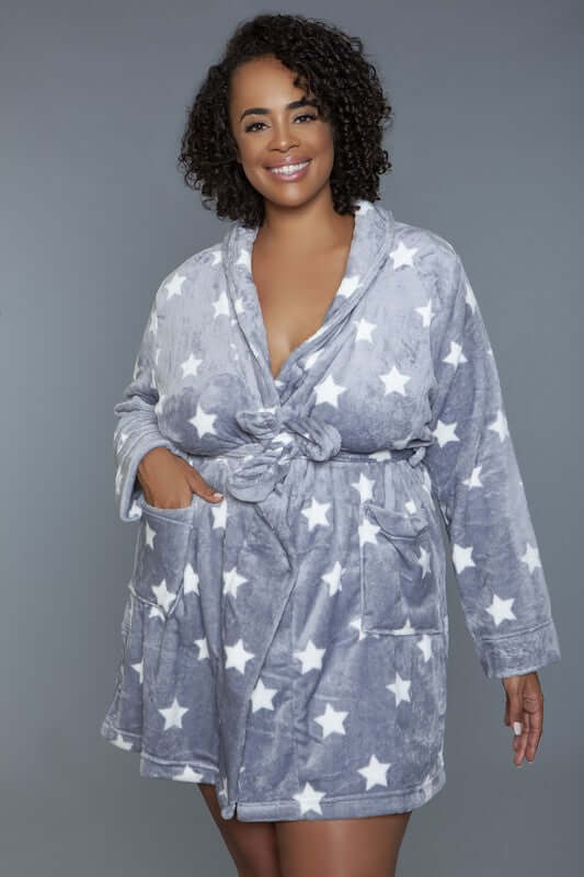 Kaylee Starry Print Front Belt Robe