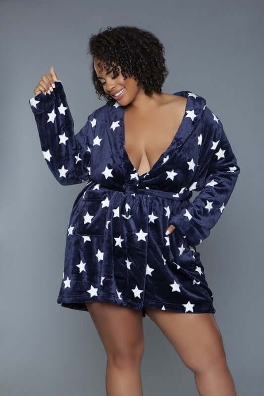 Kaylee Starry Print Front Belt Robe