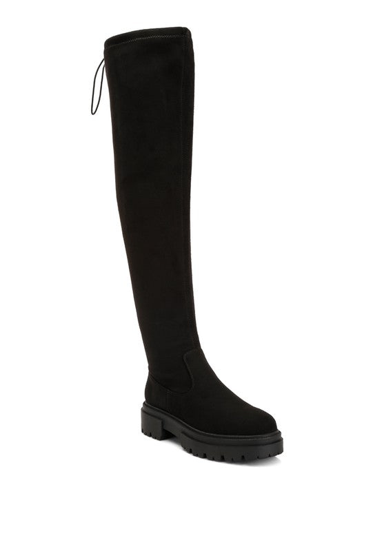 Shop Black Drawstring Detail Knee High Boots | Women's Shoes Boutique, Boots, USA Boutique