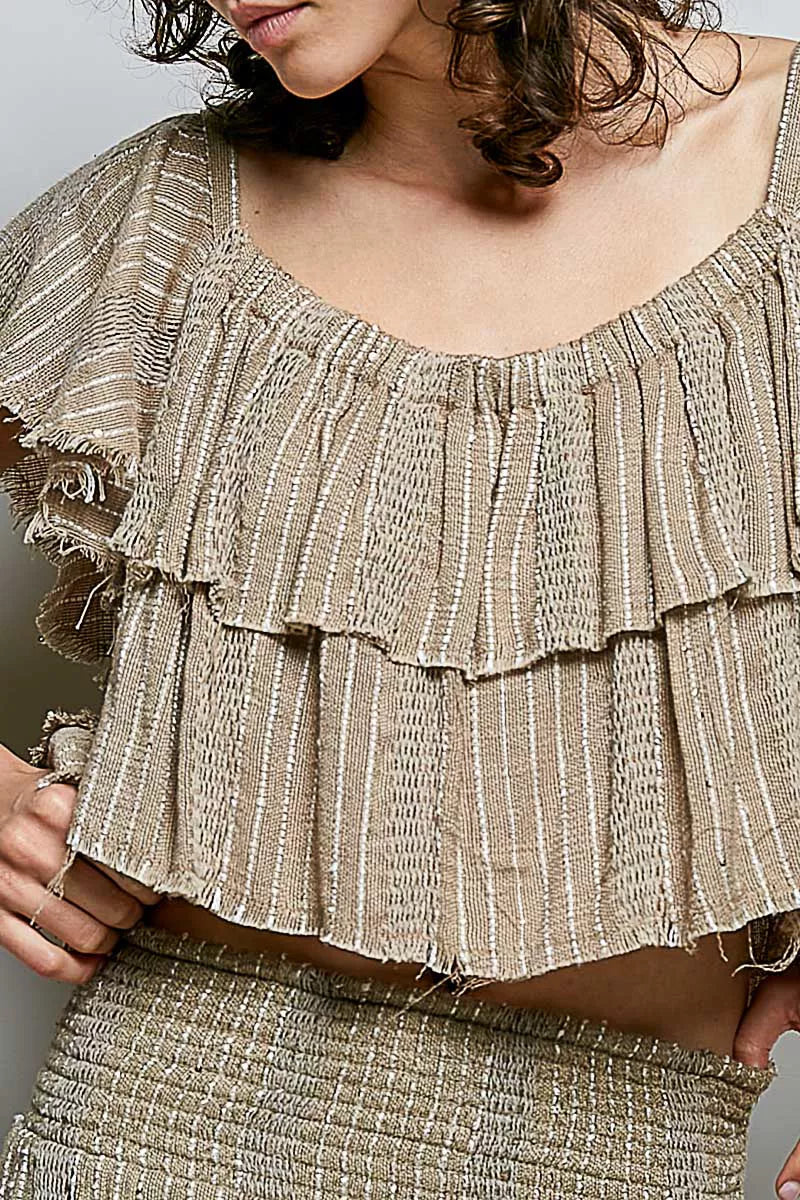 POL Off-Shoulder Ruffle Crop Top, Tops, $ 49.00, A Moment Of Now™