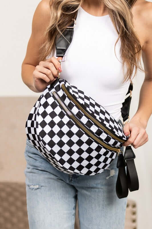 Frankie Oversize Double Zip Print Crescent Sling, Sling Bags, $ 45.00, A Moment Of Now™