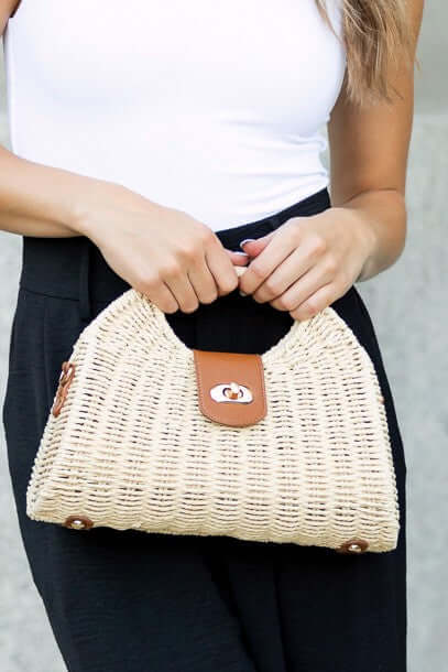 Stella Woven Straw Crossbody Bag - Stylish & Versatile, Crossbody Bags, $ 55.00, A Moment Of Now™