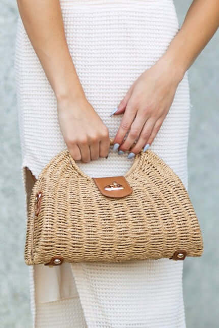 Stella Woven Straw Crossbody Bag - Stylish & Versatile, Crossbody Bags, $ 55.00, A Moment Of Now™
