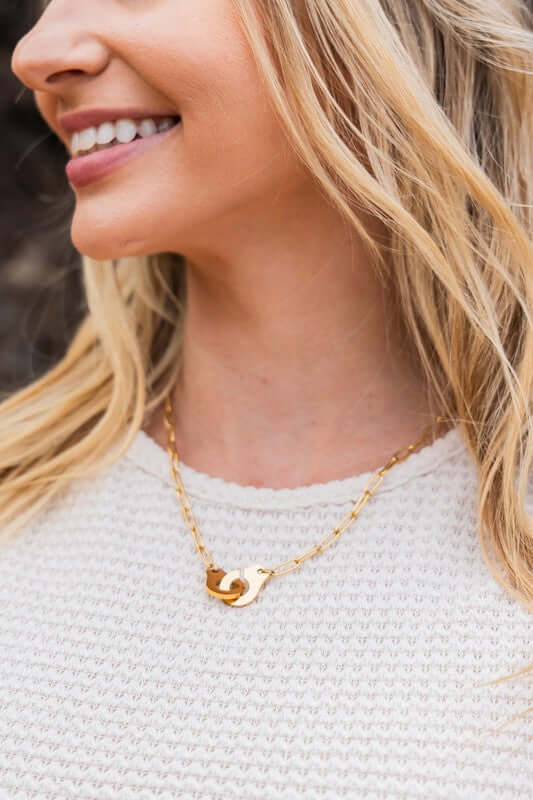 18K Stainless Steel Handcuff Necklace - Edgy & Stylish, Necklace, $ 18.00, A Moment Of Now™