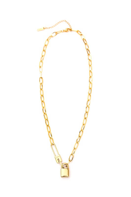 18K Stainless Steel Lock & Clip Chain Necklace, Necklaces, $ 15.00, A Moment Of Now™