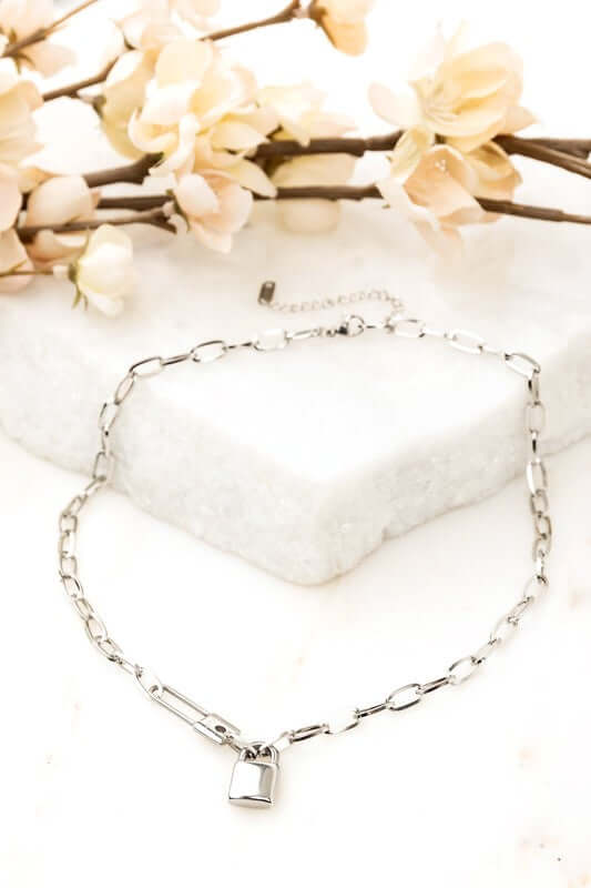 18K Stainless Steel Lock & Clip Chain Necklace, Necklaces, $ 15.00, A Moment Of Now™