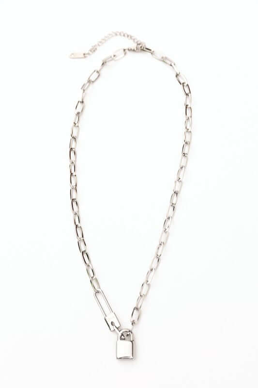 18K Stainless Steel Lock & Clip Chain Necklace, Necklaces, $ 15.00, A Moment Of Now™