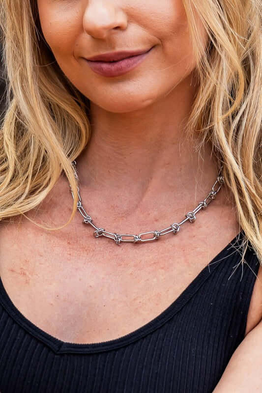 18k Stainless Steel Barbed Wire Chain Necklace, Necklaces, $ 15.00, A Moment Of Now™