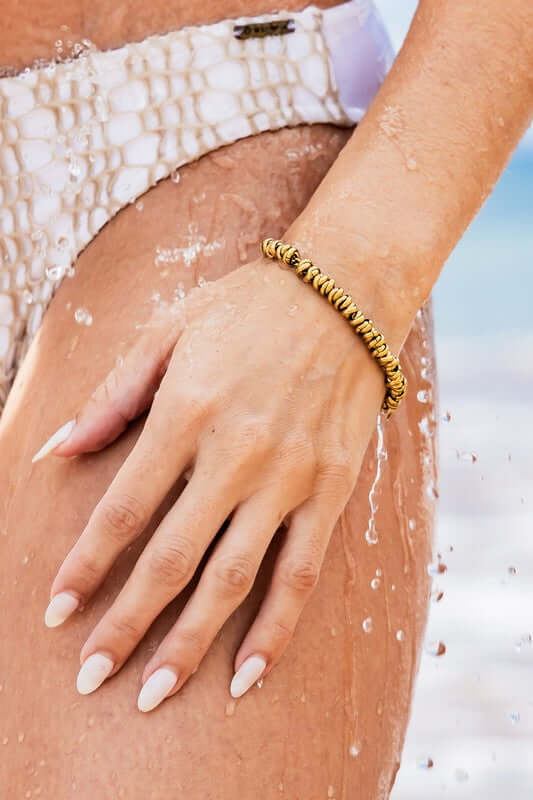 18K Stainless Steel Twisted Bead Bracelet, Bracelets, $ 18.00, A Moment Of Now™