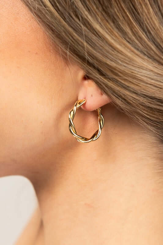 Elegant 18K Stainless Steel Twisted Hoop Earrings, Earrings, $ 18.00, A Moment Of Now™