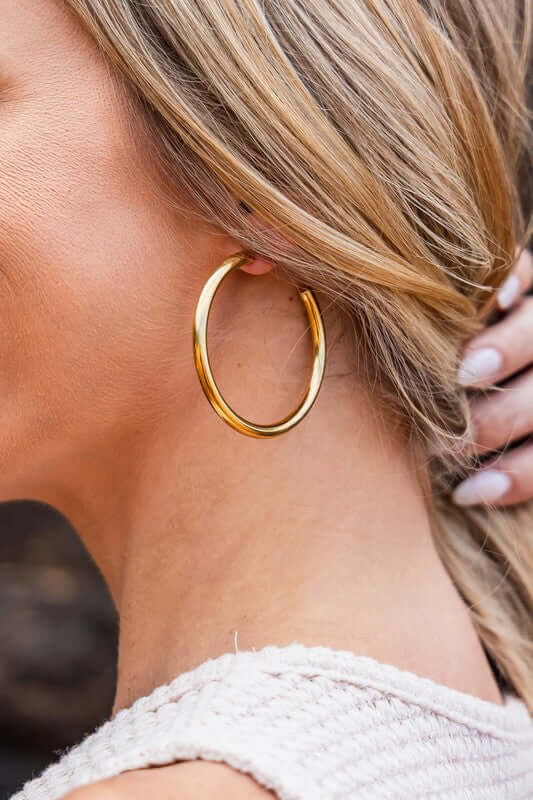 14K Stainless Steel Open Hoop Earrings | Elegant & Chic, Earrings, $ 18.00, A Moment Of Now™