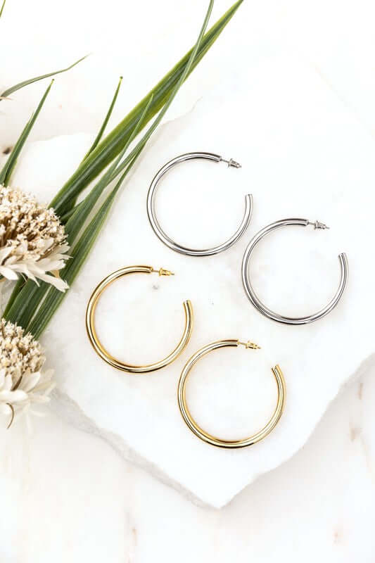 14K Stainless Steel Open Hoop Earrings | Elegant & Chic, Earrings, $ 18.00, A Moment Of Now™