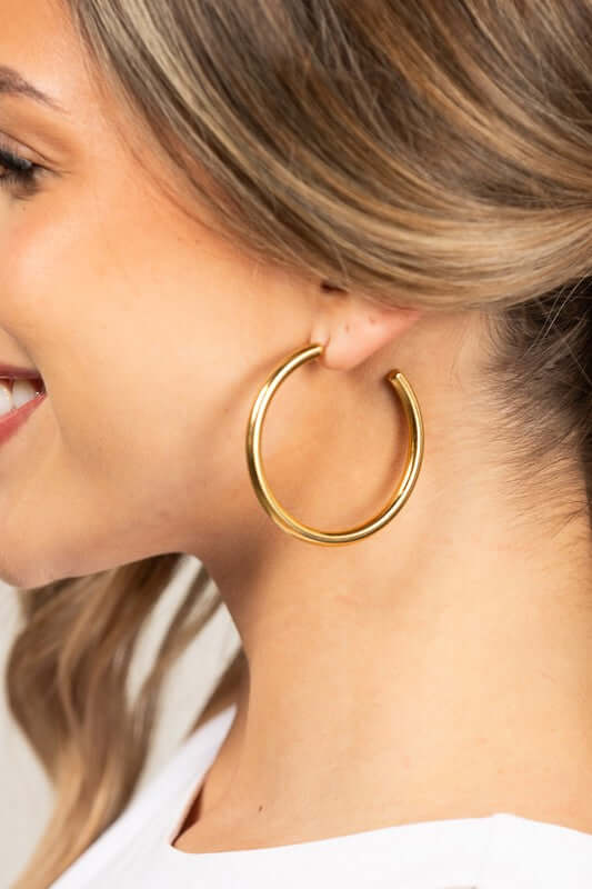 14K Stainless Steel Open Hoop Earrings | Elegant & Chic, Earrings, $ 18.00, A Moment Of Now™