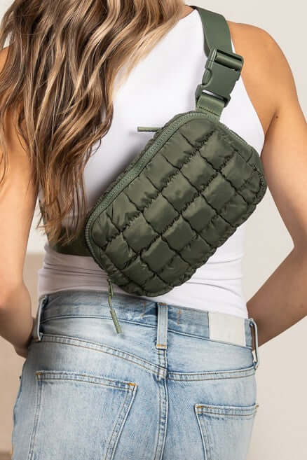 Evyn Quilted Puffer Sling Belt Bum Bag - Stylish & Convenient, Sling Bags, $ 35.00, A Moment Of Now™