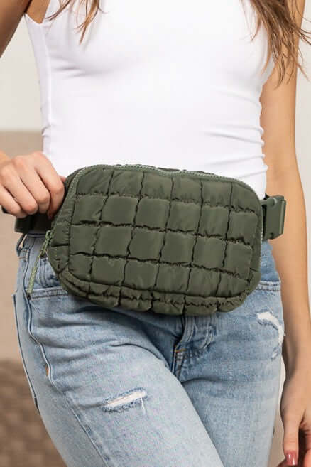 Evyn Quilted Puffer Sling Belt Bum Bag - Stylish & Convenient, Sling Bags, $ 35.00, A Moment Of Now™
