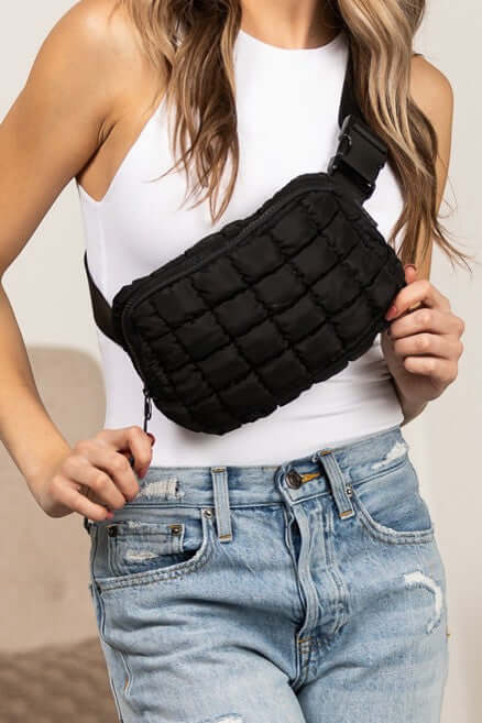 Evyn Quilted Puffer Sling Belt Bum Bag - Stylish & Convenient, Sling Bags, $ 35.00, A Moment Of Now™