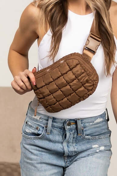 Evyn Quilted Puffer Sling Belt Bum Bag - Stylish & Convenient, Sling Bags, $ 35.00, A Moment Of Now™