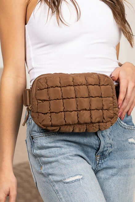 Evyn Quilted Puffer Sling Belt Bum Bag - Stylish & Convenient, Sling Bags, $ 35.00, A Moment Of Now™