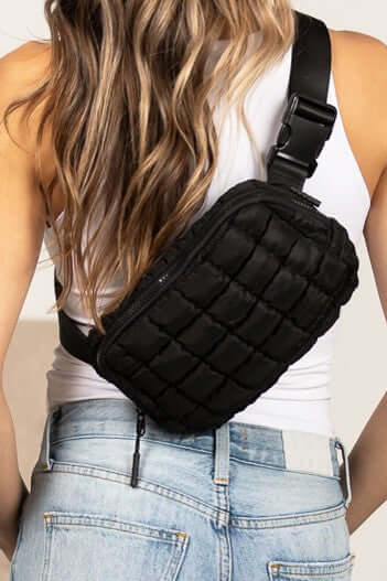 Evyn Quilted Puffer Sling Belt Bum Bag - Stylish & Convenient, Sling Bags, $ 35.00, A Moment Of Now™