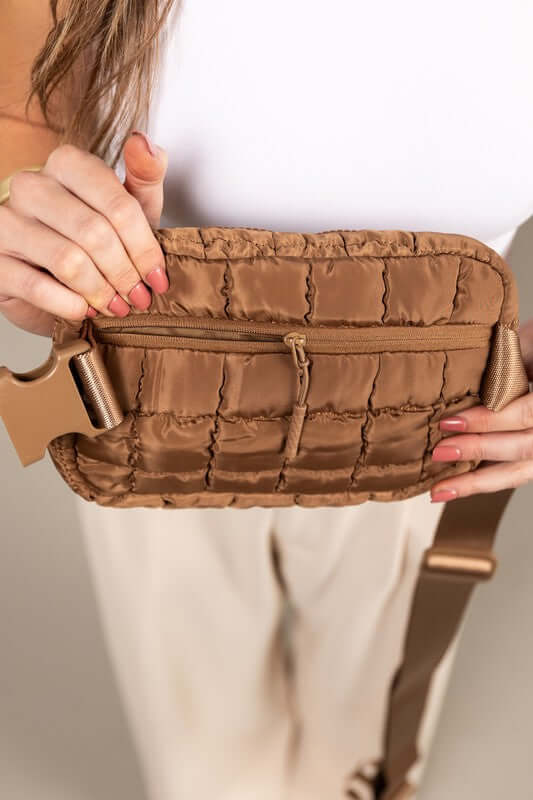 Evyn Quilted Puffer Sling Belt Bum Bag - Stylish & Convenient, Sling Bags, $ 35.00, A Moment Of Now™