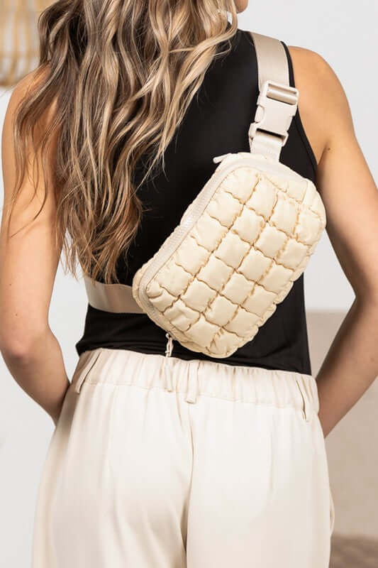 Evyn Quilted Puffer Sling Belt Bum Bag - Stylish & Convenient, Sling Bags, $ 35.00, A Moment Of Now™
