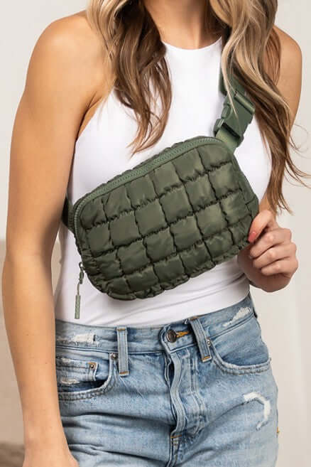 Evyn Quilted Puffer Sling Belt Bum Bag - Stylish & Convenient, Sling Bags, $ 35.00, A Moment Of Now™