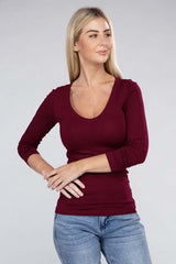 Shop Women's Essential V-Neck Long Sleeve T-Shirt Top | Boutique Clothing, , USA Boutique