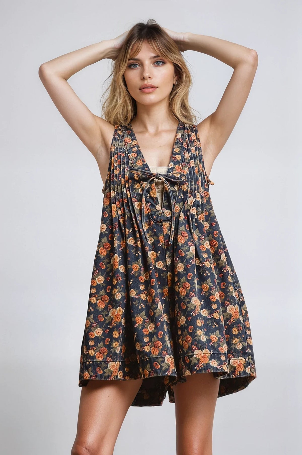 Vintage Bloom Denim Romper | Boutique In USA, Clothing, $ 65.00, A Moment Of Now™