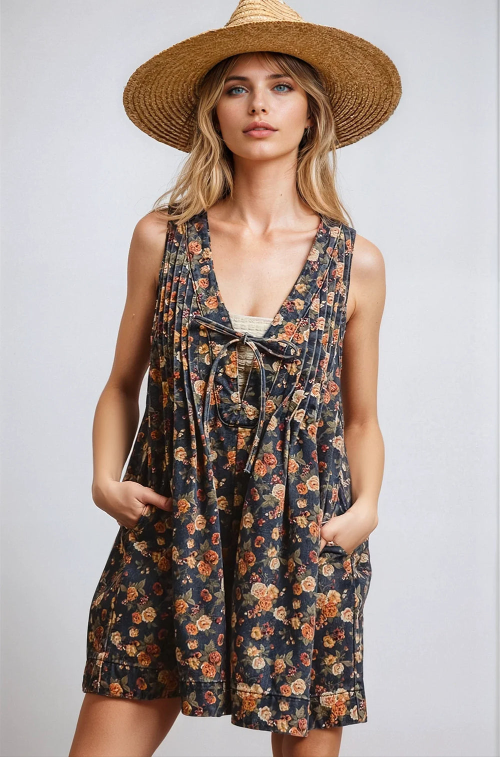 Vintage Bloom Denim Romper | Boutique In USA, Clothing, $ 65.00, A Moment Of Now™