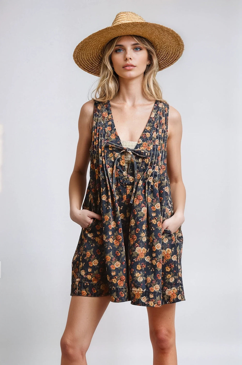 Vintage Bloom Denim Romper | Boutique In USA, Clothing, $ 65.00, A Moment Of Now™