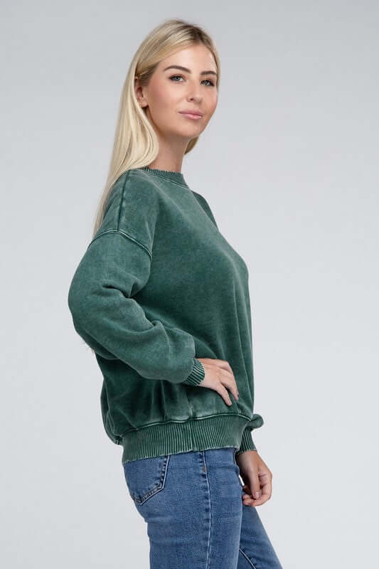 Women's Acid Wash Fleece Oversized Pullover Sweatshirt | USA Boutique, ZENANA, $ 39.00