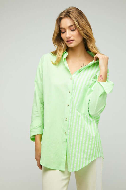 Stripe Button Down Long Sleeve Shirt, Davi & Dani, $ 55.00