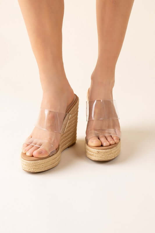 BIGFAN-S Clear Straps Wedges Sandals